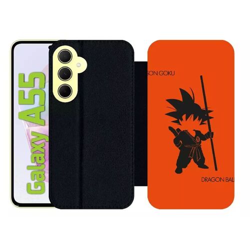 Etui À Rabat Pour Galaxy A55 - Dbz Sangoku Et Son Baton Minimalist - Simili-Cuir - Noir