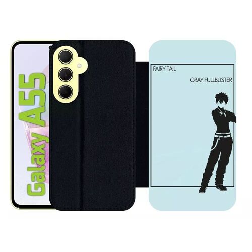 Etui À Rabat Pour Galaxy A55 - Fairy Tail Gray Fullbuster - Simili-Cuir - Noir