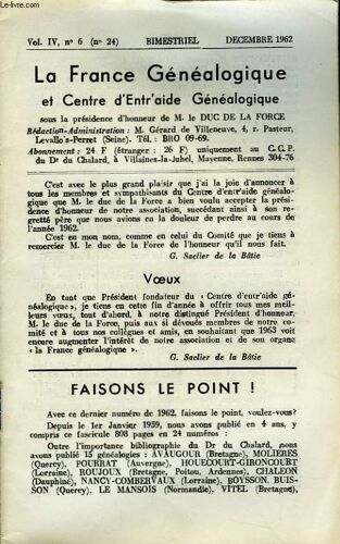 La France Généalogique. N°24, 4ème Année : Allas - Chaigneau