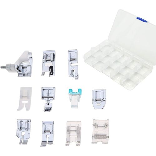 KAL-Pcs Machine À Coudre Domestique Accessoires Ensemble Avec Boîte De Rangement, Pied-De-Biche Partie De Rechange Kit Pour Machine À Coudre Chanteur Frère Janome Toyota Elna Aeg