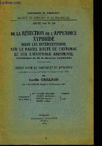 De La Résection De L'appendice Xyphoïde Dans Les Interventions Sur La Partie Haure De L'estomac Abdominale,