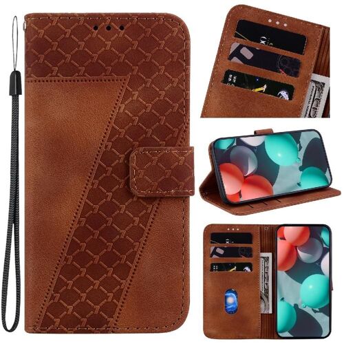 Cas De Téléphone Pour Samsung Galaxy M35 Portefeuille Cuir Pu Fonction De Fente De Carte Couverture Flip Folio Motif En Relief - Le Brun