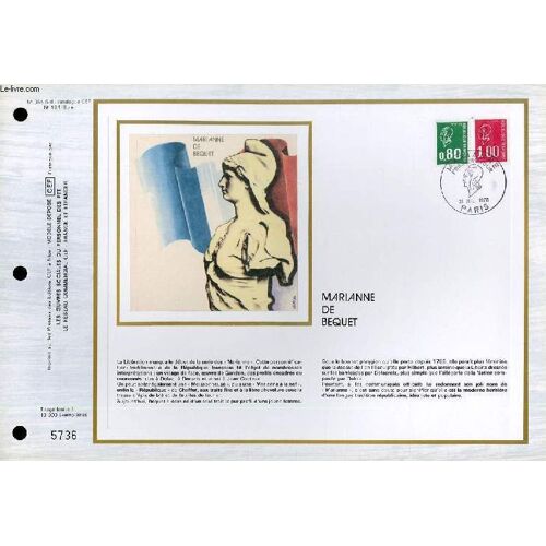 Feuillet Artistique Philatelique Sur Soie - Cef - Marianne De Bequet - N° 364s - N°184 Soie
