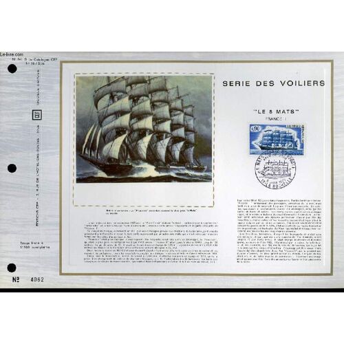 Feuillet Artistique Philatelique Sur Soie - Cef - Serie Des Voiliers Les 5 Mats France 2 - N° 241s - N°58 Soie