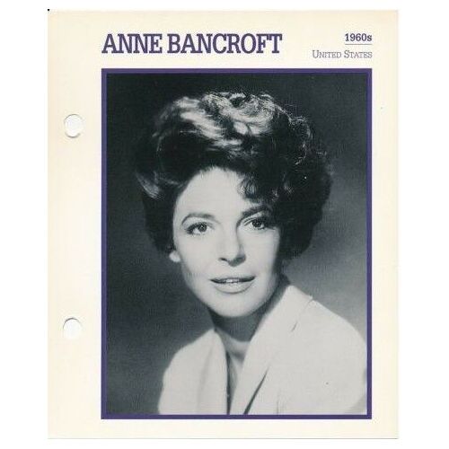 Movie Star Card [Carte Perforée En Langue Anglaise] Anne Bancroft