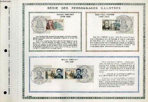 Feuillet Artistique Philatelique - Pac - Serie Des Personnages Illustres - Francois Mansart 1598 - 1666 - Saint Pierre Fourier 1565 - 1640 - Marcel Proust 1871 - 1922