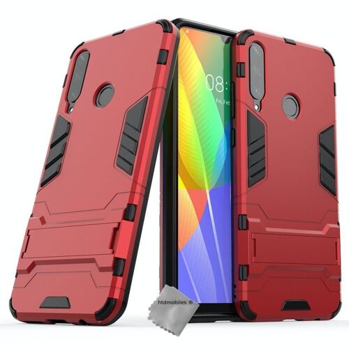 Housse etui coque rigide anti choc pour Huawei Y6p + film ecran - ROUGE
