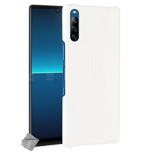 Housse Etui Coque Rigide Simili Cuir Crocodile Pour Sony Xperia L4 + Film Ecran - Blanc