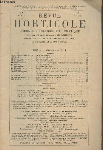 La Revue Horticole 1895 N° 1 - 67e Année 1er Janv. - Chronique Horticole - Echinocystis Lobata - Du Semis Des Plantes Alpines - Nouveau Mode D Étiolage - Carnet D Un Vieux Jardinier : Taille Et(...)