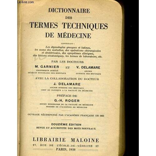 Dictionnaire Des Termes Techniques De Medecine