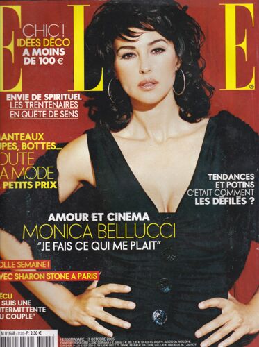 Elle N°3120 17 Octobre 2005 Monica Bellucci Sharon Stone Jean Hatzfeld