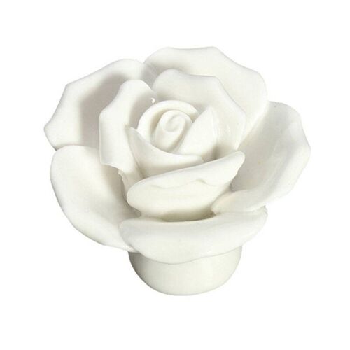 10 Pièces Vintage Rose Fleur Céramique Porte Boutons Poignée Tiroir Blanc