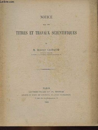 Notice Sur Les Titres Et Travaux Scientifiques