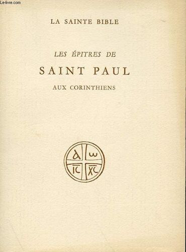 Les Epitres De Saint Paul Aux Corinthiens