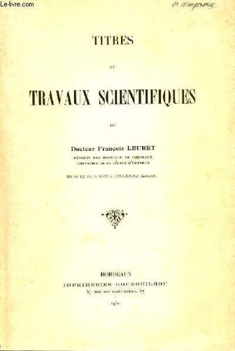 Titres Et Travaux Scientifiques