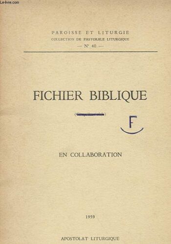 Fichier Biblique (Sixieme Serie - Annexe Provisoire)