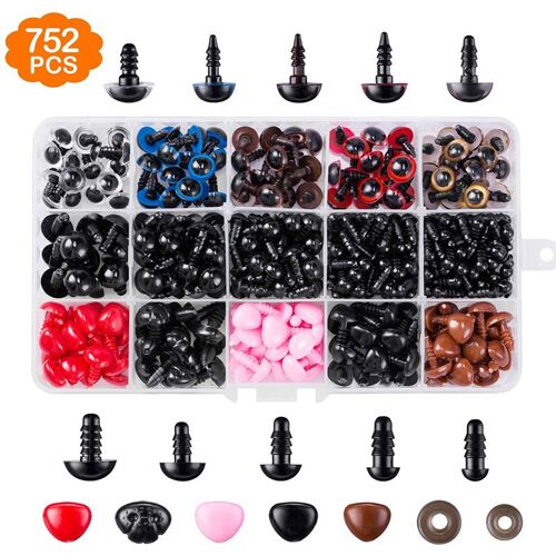 Xue 752 Pièces Poupée Yeux Teddy Yeux Mélanger Couleur Plastique Artisanat Sécurité Oeil Ours En Peluche Peluche Animal Poupée Bricolage Accessoires