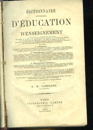 Dictionnaire Universel D'education Et D'enseignement