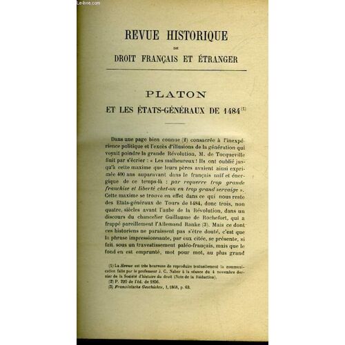 Platon Et Les Etats-Generaux De 1484