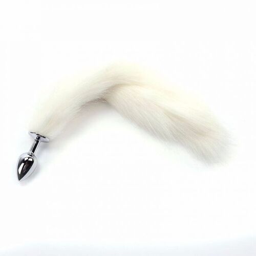 Plug Anal Queue Touffue 35 Cm - Blanc