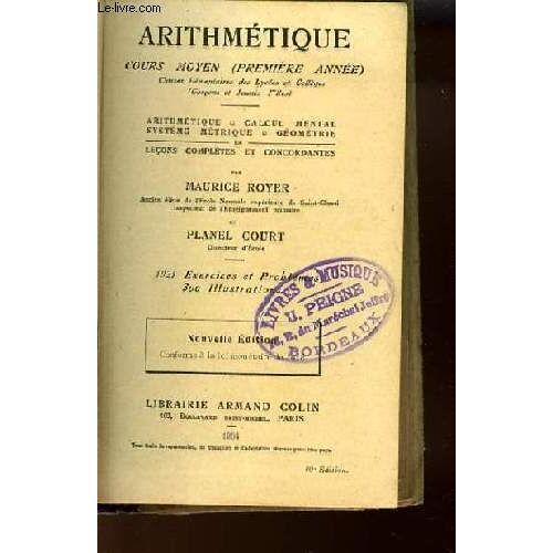 Arithmetique - Cours Moyen (Premiere Annee)