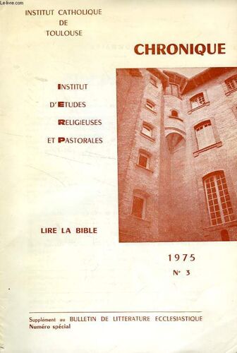 Chronique, N° 3, 1975, Lire La Bible