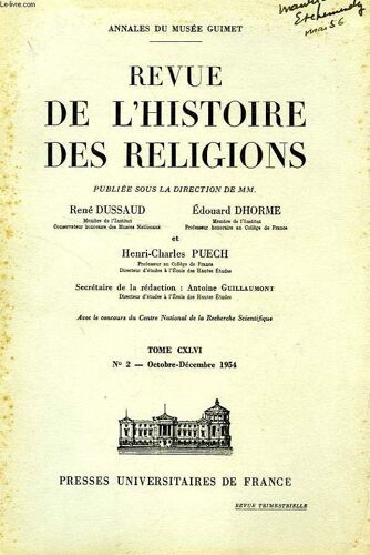 Revue De L'histoire Des Religions, Tome Cxlvi, N° 2, Oct.-Dec. 1954