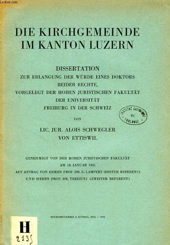 Die Kirchgemeinde Im Kanton Luzern (Dissertation)
