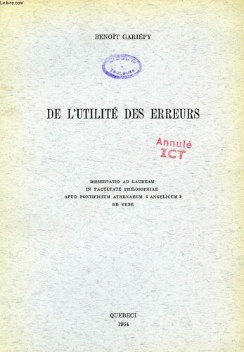 De L'utilite Des Erreurs
