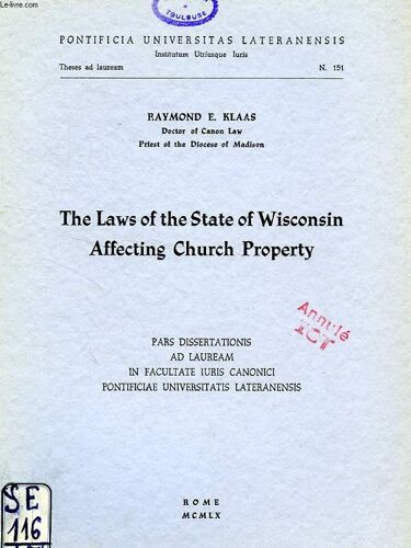 The Laws Of The State Of Wisconsin Affecting Church Property