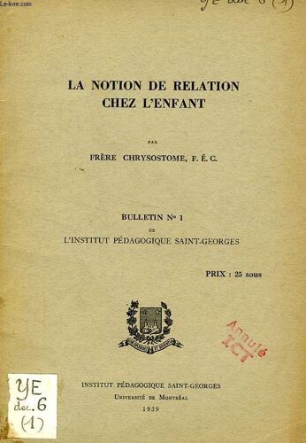 La Notion De Relation Chez L'enfant