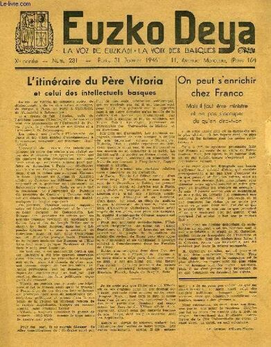Euzko Deya, La Voz De Euzkadi, La Voix Des Basques, Xie Annee, N° 231, Jan. 1946