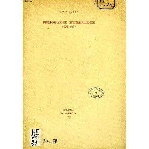 Bibliographie Stendhalienne, 1936-1937