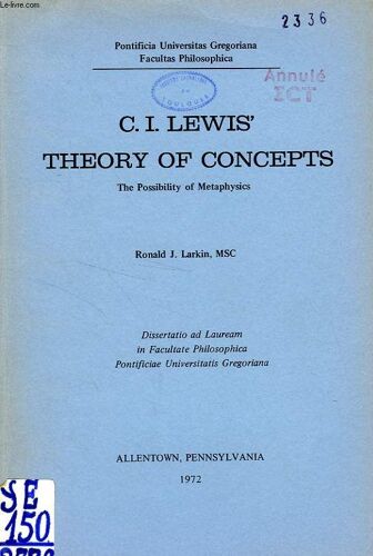 C. I. Lewis' Theory Of Concepts, The Possibility Of Metaphysics