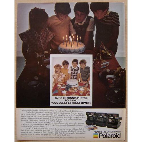 Publicité Papier - Appareil Photos Polaroid 600 Avec Lightmixer De 1982