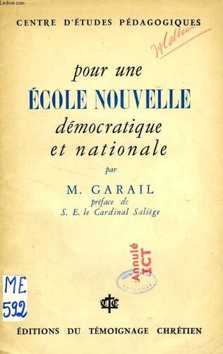 Pour Une Ecole Nouvelle, Democratique Et Nationale