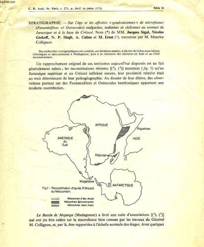 Sur L'age Et Les Affinites 'gondwaniennes' De Microfaunes (Foraminiferes Et Ostracodes) Malgaches, Indiennes Et Chiliennes Au Sommet Du Jurassique Et A La Base Du Cretace