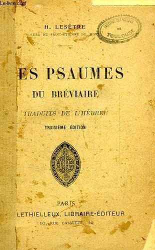 Les Psaumes Du Breviaire Traduits De L'hebreu