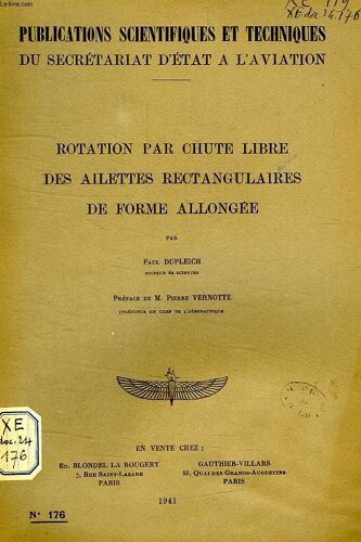 Publications Scientifiques Et Techniques Du Secretariat D'etat A L'aviation 176, Rotation Par Chute Libre Des Ailettes Rectangulaires De Forme Allongee
