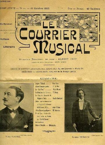 Le Courrier Musical, 6e Annee, N° 20, 15 Oct. 1903