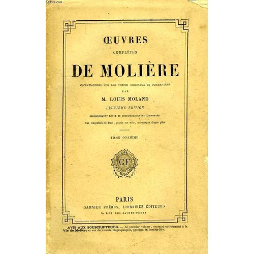 Oeuvres Completes De Moliere, Tome Xi