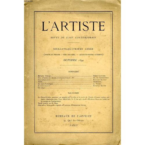 L'artiste, Revue De L'art Contemporain, 64e Annee, Nouvelle Periode, Tome Viii, 46e Livraison, Oct. 1894