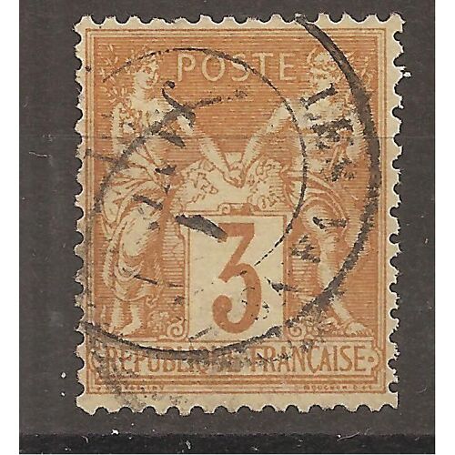 86 (1877) Sage Type I I 3c Bistre Sur Jaune Oblitéré (Cote 50e) (0903)