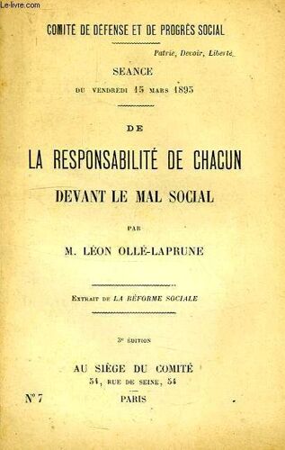 De La Responsabilite De Chacun Devant Le Mal Social