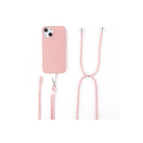 Jaym Pop - Coque De Protection Pour Téléphone Portable - Avec Sangles De Cou Et De Poignet - Silicone Liquide - Rose - Pour Apple Iphone 14
