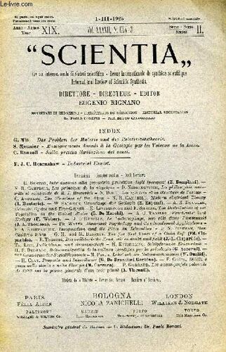 Scientia, Year Xix, Vol. Xxxvii, N° Clv-3, Serie Ii, 1925, Rivista Internazionale Di Sintesi Scientifica, Revue Internationale De Synthese Scientifique, International Review Of Scientific ...