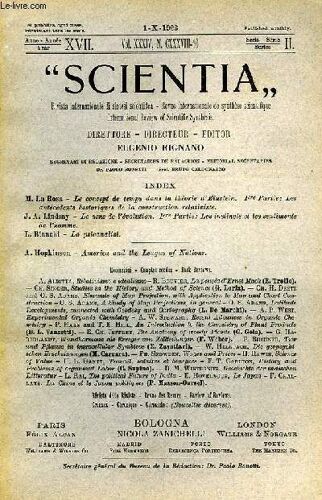 Scientia, Year Xvii, Vol. Xxxiv, N° Cxxxviii-10, Serie Ii, 1923, Rivista Internazionale Di Sintesi Scientifica, Revue Internationale De Synthese Scientifique, International Review Of ...