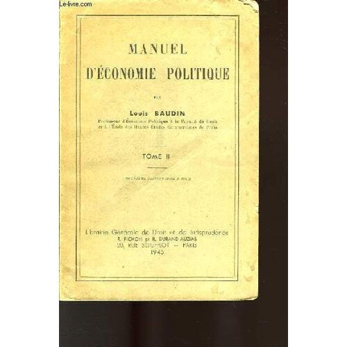 Manuel D'economie Politique Tome Ii