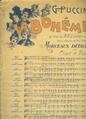 La Boheme Morceaux Detaches Pour Chant Et Piano N°3 Oui! On M'appele Muni