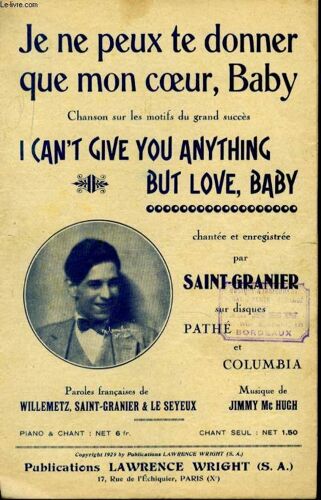 Je Ne Peux Te Donner Que Mon Coeur, Baby ( I Can't Give You Anything But Love, Baby)